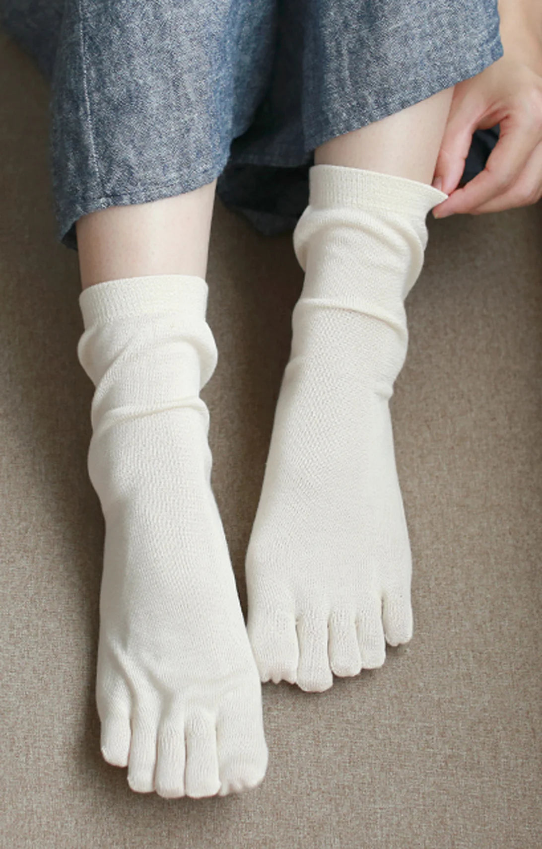 Waschbare Zehensocken aus 100 % feinster Seide