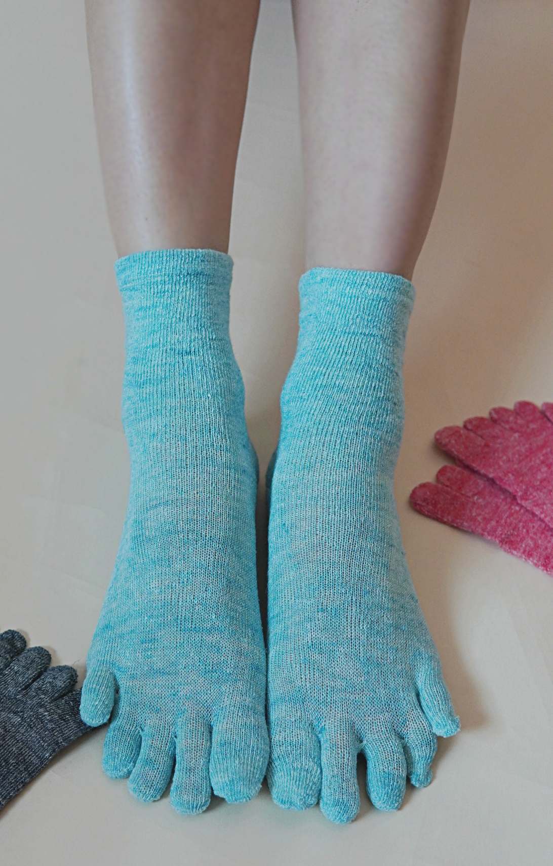 Weiche Zehensocken aus Seide, Hanf und Leinen
